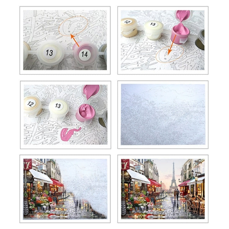 DIY Creative Paint By Numbers Oil Painting Paris Flower Street Art Painting without Framework, Size: 40*50 cm - Home & Garden by buy2fix | Online Shopping UK | buy2fix