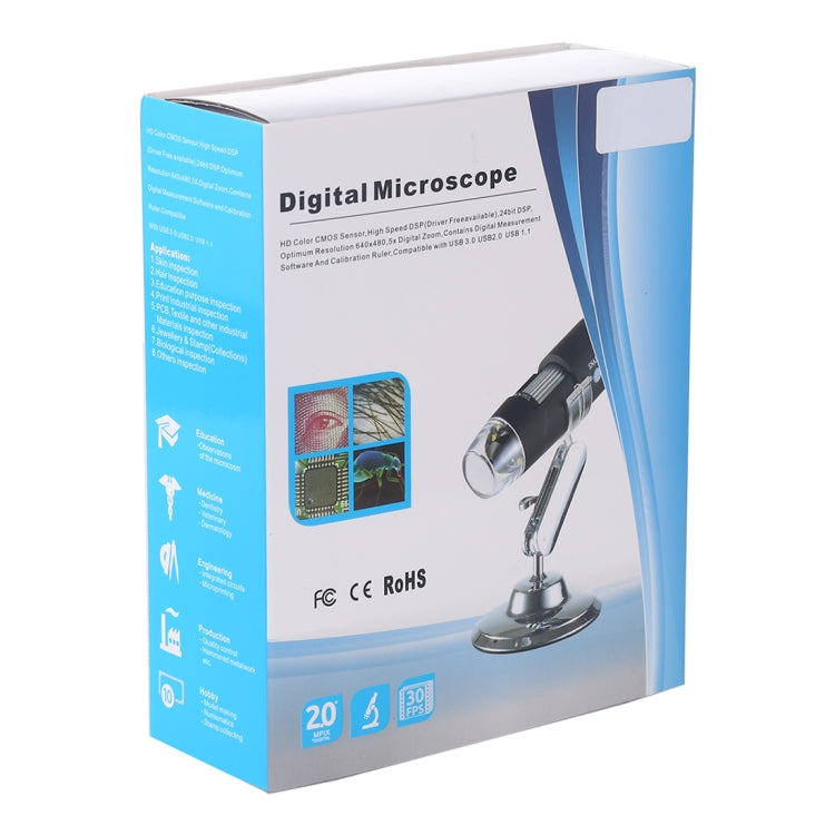 USB Magnifier HD 0.3MP Image Sensor 2560x1920P USB Digital Microscope with 8 LED & Professional Stand - Digital Microscope by buy2fix | Online Shopping UK | buy2fix