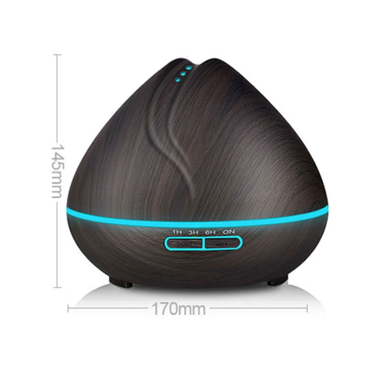 Peach Shape Wood Grain Remote Control Ultrasonic Humidifier Aromatherapy Machine Automatic Alcohol Sprayer with LED Lights, Capacity: 400mL, AU Plug (Dark Wood Color) - Home & Garden by buy2fix | Online Shopping UK | buy2fix