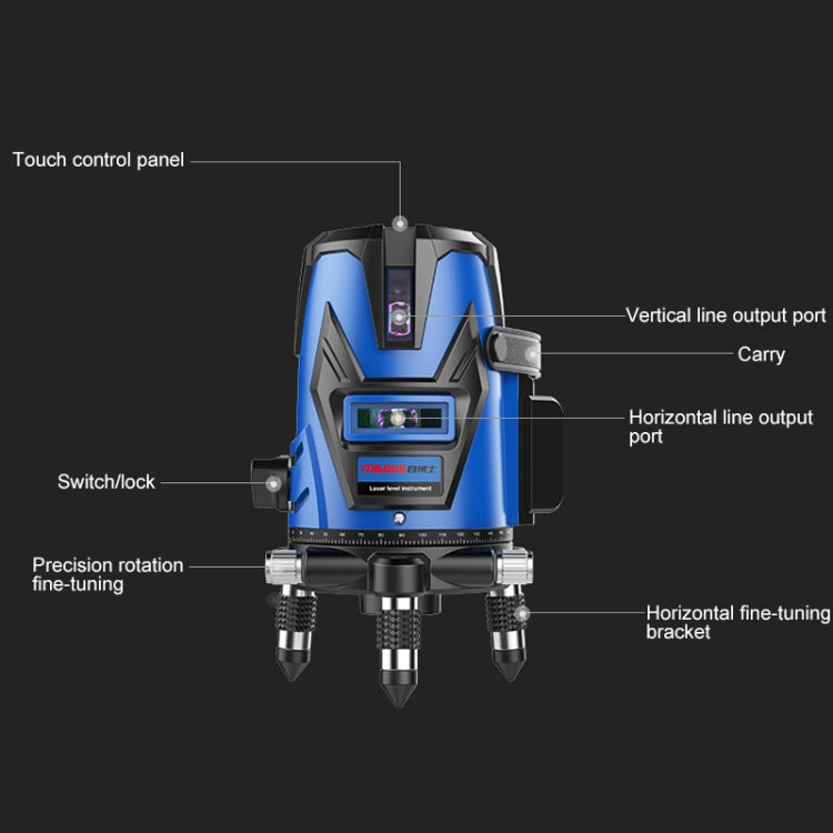 MBOOS LD Blue Light 3 Line Outdoor Laser Level Instrument with Suitcase & 1m Tripod - Consumer Electronics by buy2fix | Online Shopping UK | buy2fix