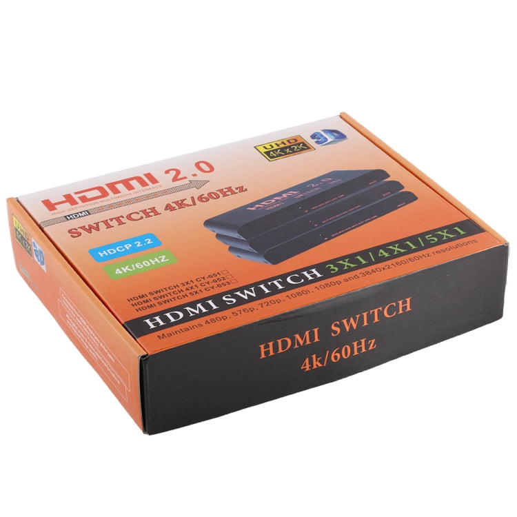 3X1 4K/60Hz HDMI 2.0 Switch with Remote Control, EU Plug - Switch by buy2fix | Online Shopping UK | buy2fix