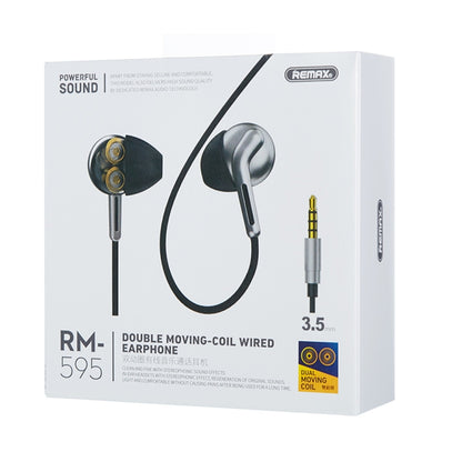 REMAX RM-595 3.5mm Gold Pin In-Ear Stereo Double-action Metal Music Earphone with Wire Control + MIC, Support Hands-free (Green) - Normal Style Earphone by REMAX | Online Shopping UK | buy2fix