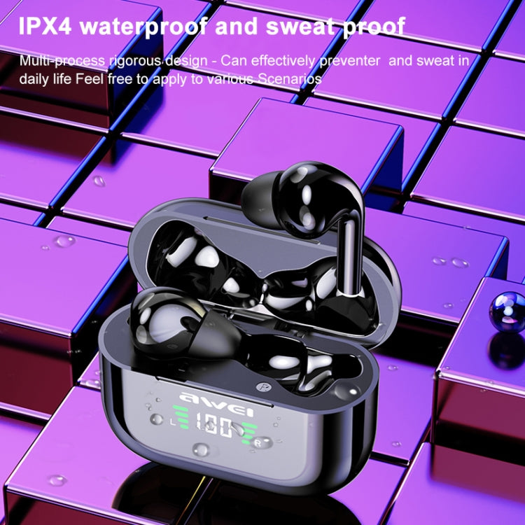 awei T29P Bluetooth V5.0 LED Digital Display Ture Wireless Sports IPX4 Waterproof TWS Headset with Charging Case - TWS Earphone by awei | Online Shopping UK | buy2fix