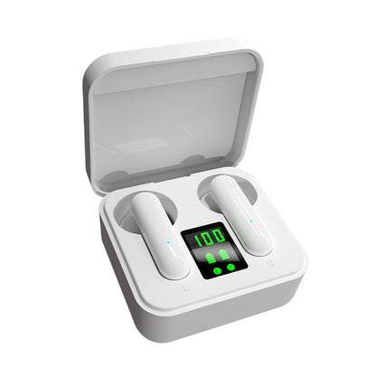 ETE-16 TWS Semi-In-Ear Digital Display Sports Bluetooth Earphones (White) - TWS Earphone by buy2fix | Online Shopping UK | buy2fix