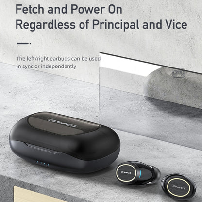 awei TA3 Bluetooth 5.0 ANC Active Noise Reduction Wireless Bluetooth Earphone (Black) - Bluetooth Earphone by awei | Online Shopping UK | buy2fix