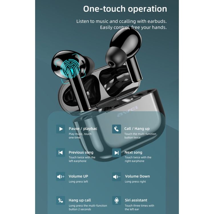 awei T29 Bluetooth V5.0 TWS True Wireless Sports Headset with Charging Case(Black) - TWS Earphone by awei | Online Shopping UK | buy2fix