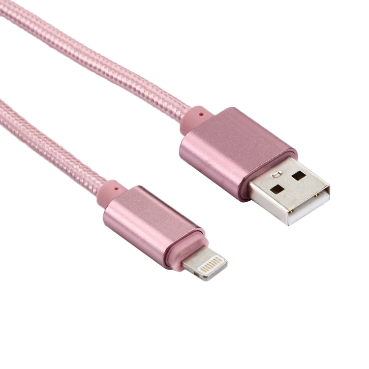 1m Woven Style Metal Head 84 Cores 8 Pin to USB 2.0 Data / Charger Cable(Rose Gold) - Normal Style Cable by buy2fix | Online Shopping UK | buy2fix