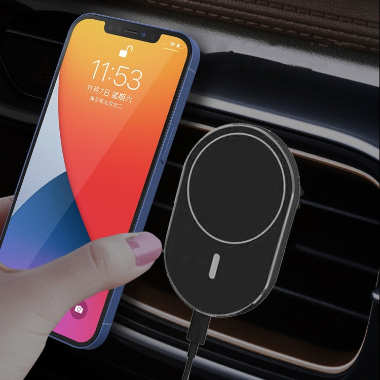 X19 Magsafe Car Air Outlet Vent Mount Clamp Holder 15W Fast Charging Qi Magnetic Wireless Charger(Black) - In Car by buy2fix | Online Shopping UK | buy2fix