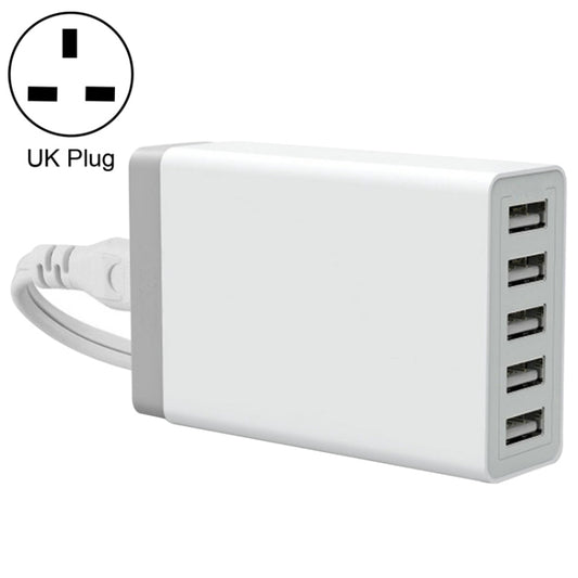 XBX09 40W 5V 8A 5 USB Ports Quick Charger Travel Charger, UK Plug(White) - Multifunction Charger by buy2fix | Online Shopping UK | buy2fix