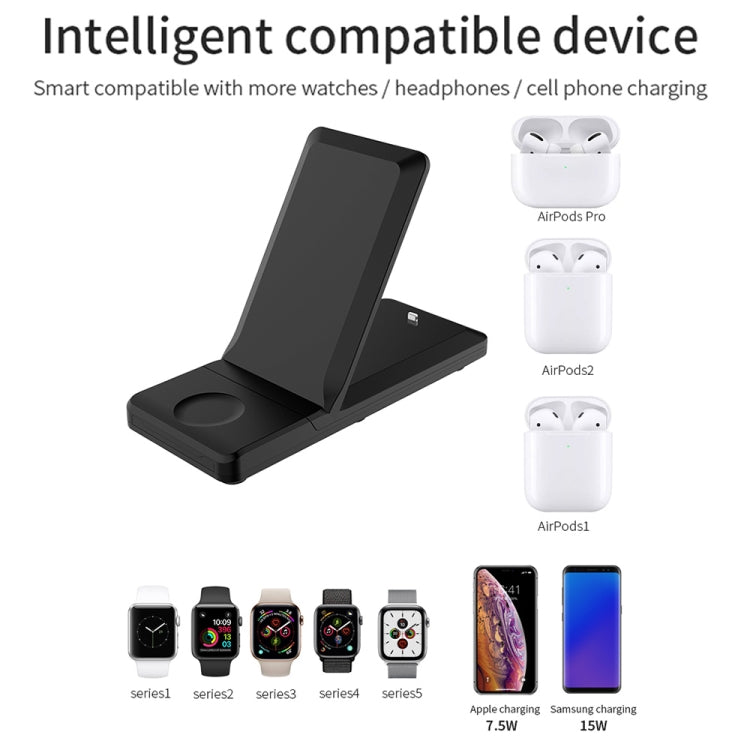 H6 3 in 1 Portable Folding Wireless Charger for iPhone + iWatch + AirPods(White) - Apple Accessories by buy2fix | Online Shopping UK | buy2fix