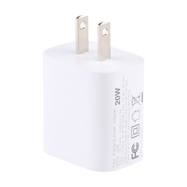 U085 20W USB + Type-C Fast Charging Travel Power Adapter, US Plug - USB Charger by buy2fix | Online Shopping UK | buy2fix