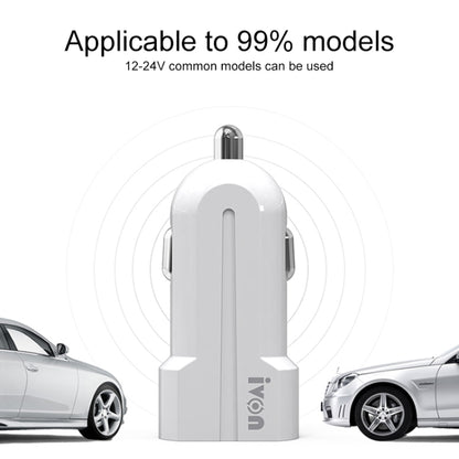 IVON CC13 QC 3.0 Fast Charging Car Charger Set with 8 Pin Charging Cable (White) - Car Charger by IVON | Online Shopping UK | buy2fix