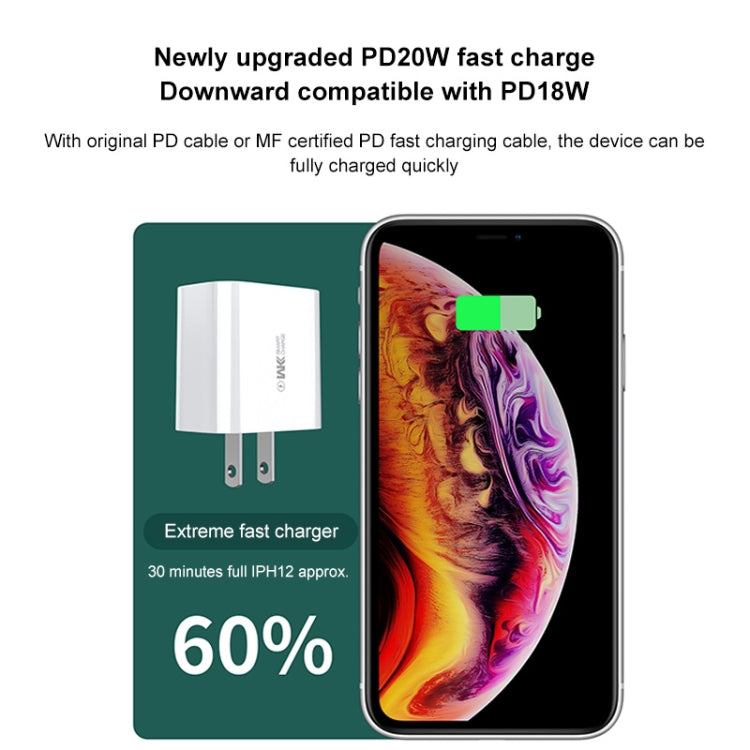 WK WP-U53 QC3.0 Charger 20W USB Type-C Maxspeed PD Fast Charger(UK Plug) - USB Charger by WK | Online Shopping UK | buy2fix