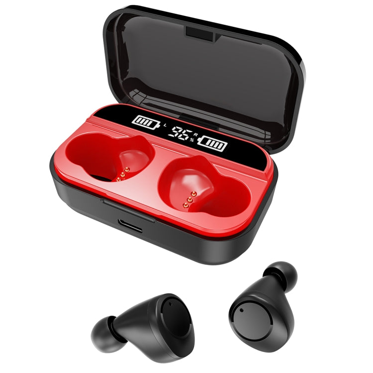 X5 TWS Bluetooth V5.0 Wireless Stereo Headset with Charging Case and Digital Display, Support Intelligent Pairing(Black Red) - TWS Earphone by buy2fix | Online Shopping UK | buy2fix