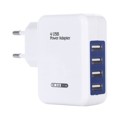 HT-CD03 15.5W 5V 3.1A 4-Port USB Wall Charger Travel Charger, EU Plug (White) - USB Charger by buy2fix | Online Shopping UK | buy2fix