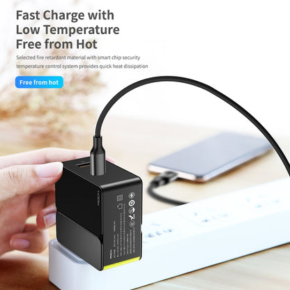 ROCK RWC-0440 18W QC4.0 / QC3.0 / FCP Dual USB + PPS / PD3.0 / PD2.0 / FCP Dual USB-C / Type-C Interface Travel Charger with Foldable Plug, Chinese Plug(Black) - Apple Accessories by ROCK | Online Shopping UK | buy2fix
