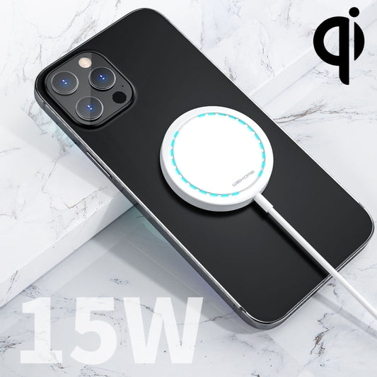 WK WP-U92 15W Ultra Thin Magnetic Wireless Charger with Indicator Light (White) - Apple Accessories by WK | Online Shopping UK | buy2fix