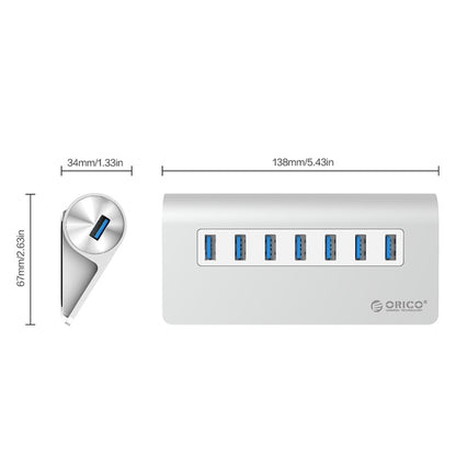 ORICO M3H7-V1 Aluminum Alloy 7 USB 3.0 Ports HUB with 30W Power Adapter - Computer & Networking by ORICO | Online Shopping UK | buy2fix