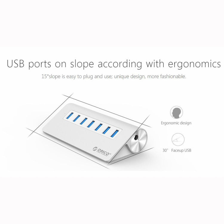 ORICO M3H7-V1 Aluminum Alloy 7 USB 3.0 Ports HUB with 30W Power Adapter - Computer & Networking by ORICO | Online Shopping UK | buy2fix