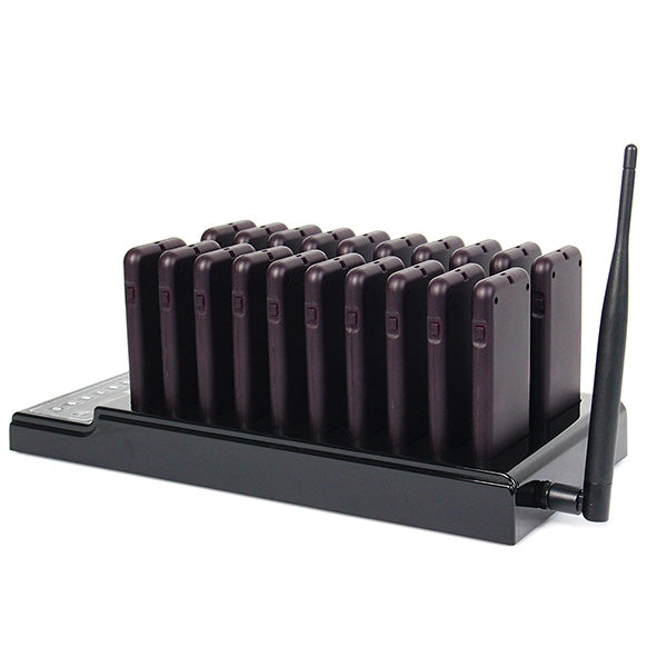 QC100 999 Channel Restaurant Wireless Paging Queuing Calling System with 20 Call Coaster Pagers, US Plug - Security by buy2fix | Online Shopping UK | buy2fix