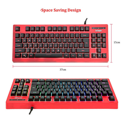 PK-870 USB Port RGB Lighting Mechanical Gaming Wired Keyboard(Red) - Wired Keyboard by buy2fix | Online Shopping UK | buy2fix