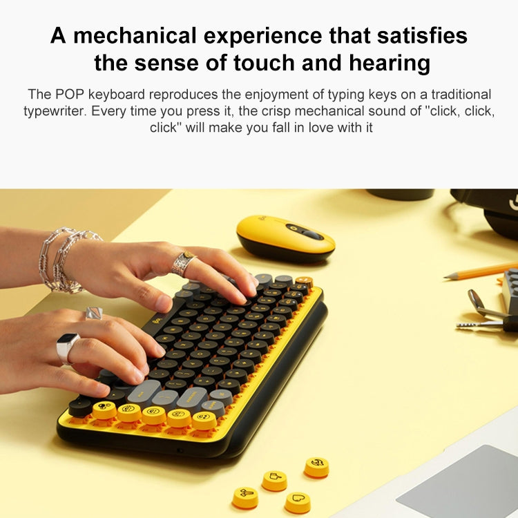 Logitech POP KEYS Round Button Bluetooth Mechanical Keyboard(Yellow) - Wireless Keyboard by Logitech | Online Shopping UK | buy2fix