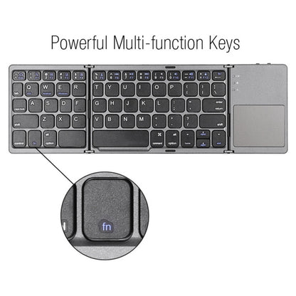 B033 Rechargeable 3-Folding 64 Keys Bluetooth Wireless Keyboard with Touchpad(Silver) - Wireless Keyboard by buy2fix | Online Shopping UK | buy2fix