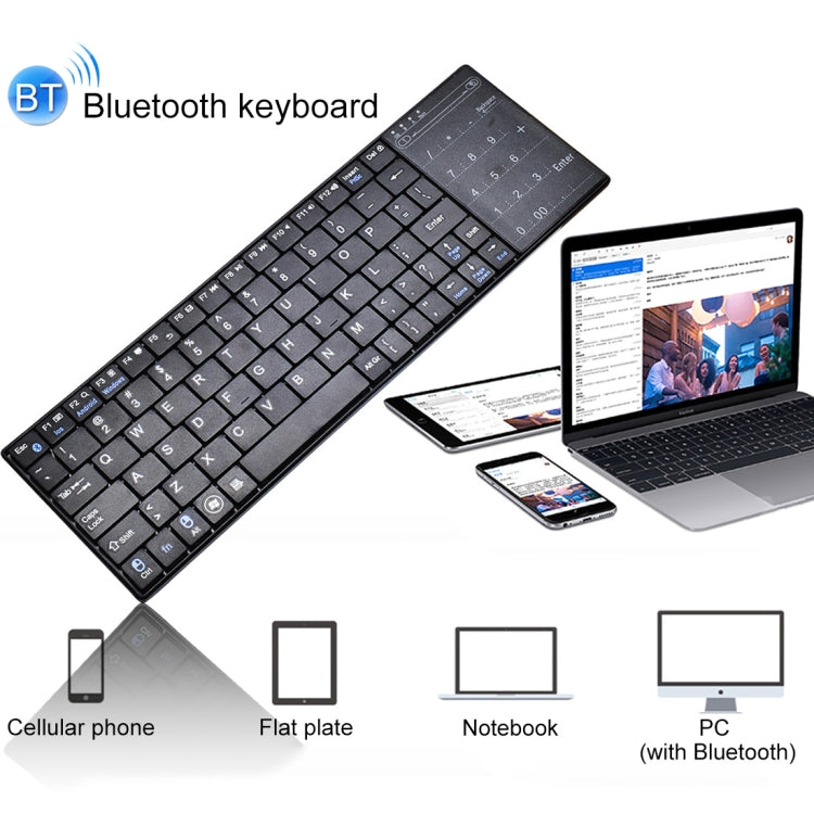 K-07 ABS Wireless Chargeable Bluetooth Touch Keyboard(Black) - Computer & Networking by buy2fix | Online Shopping UK | buy2fix