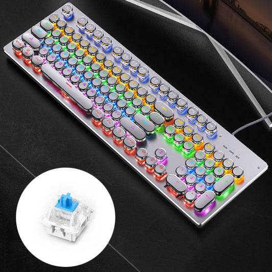 YINDIAO Electroplating Punk Mixed Light USB Mechanical Gaming Wired Keyboard, Blue Shaft (White) - Wired Keyboard by YINDIAO | Online Shopping UK | buy2fix