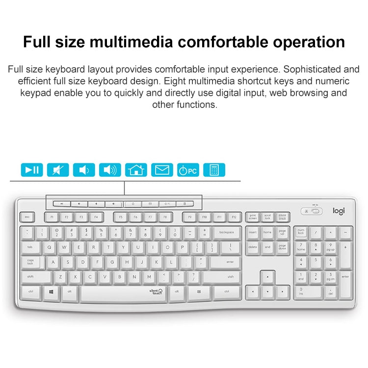 Logitech MK295 USB Wireless Silence Keyboard Mouse Set (White) - Wireless Keyboard by Logitech | Online Shopping UK | buy2fix