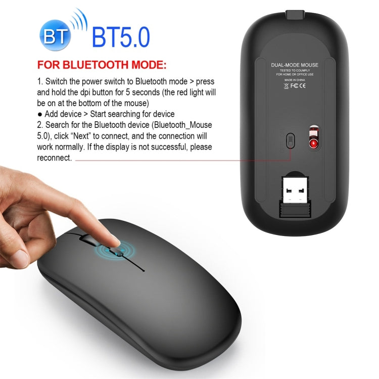 HXSJ M90 2.4GHz Ultrathin Mute Rechargeable Dual Mode Wireless Bluetooth Notebook PC Mouse (Gold) - Wireless Mice by HXSJ | Online Shopping UK | buy2fix