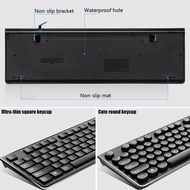 ZGB S500 Round Key USB Wired Computer Keyboard (White) - Wired Keyboard by Chasing Leopard | Online Shopping UK | buy2fix
