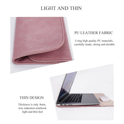 PU01S PU Leather Horizontal Invisible Magnetic Buckle Laptop Inner Bag for 15.4 inch laptops (Pink) - 15 inch by buy2fix | Online Shopping UK | buy2fix