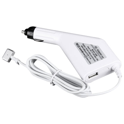 60W 16.5V 3.65A 5 Pin T Style MagSafe 2 Car Charger with 1 USB Port for Apple Macbook A1465 / A1502 / A1435 / MD212 / MD2123 / MD662, Length: 1.7m(White) - Cable & Adapter by buy2fix | Online Shopping UK | buy2fix