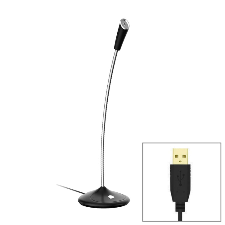 BK Desktop Gooseneck Adjustable USB Wired Audio Microphone, Built-in Sound Card, Compatible with PC / Mac for Live Broadcast, Show, KTV, etc.(Black) - Consumer Electronics by buy2fix | Online Shopping UK | buy2fix