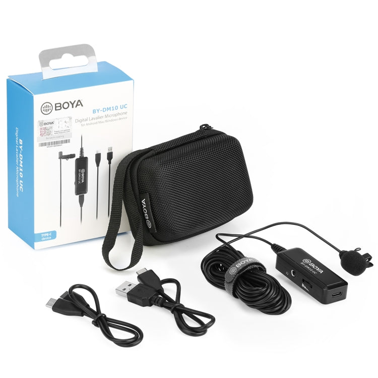 BOYA BY-DM10 UC USB-C / Type-C Plug Broadcast Lavalier Microphone with Windscreen, Cable Length: 6m (Black) - Camera Microphone by BOYA | Online Shopping UK | buy2fix