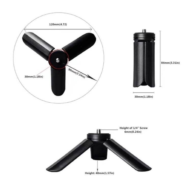 LUXCeO Portable Folding Plastic Tripod(Black) - Camera Accessories by LUXCeO | Online Shopping UK | buy2fix
