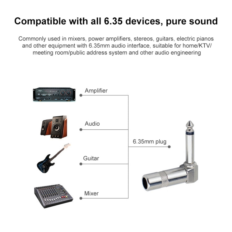 1/4 Inch 6.35mm Audio Mono Plug L-shaped Right Angle Screw Jack Male Guitar Audio Connector - Microphone Audio Cable & Connector by buy2fix | Online Shopping UK | buy2fix