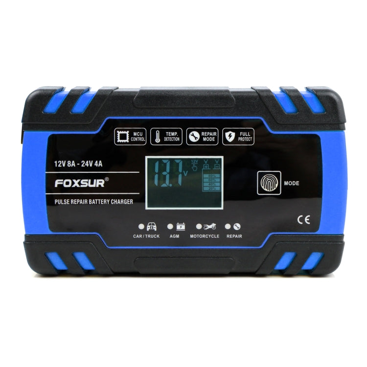 FOXSUR 12V-24V Car Motorcycle Truck Repair Battery Charger AGM Charger, UK Plug (Blue) - In Car by FOXSUR | Online Shopping UK | buy2fix