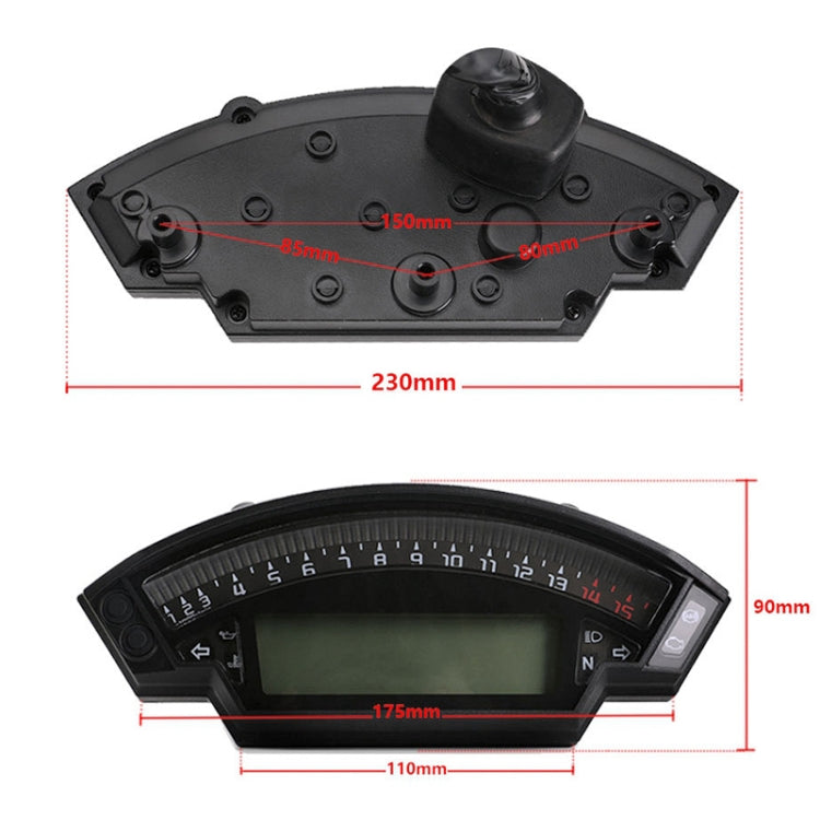 Speedpark Motorcycle LCD TFT Digital Speedometer 14000RPM 6 Gear Backlight Motorcycle Odometer for 1,2,4 Cylinders Meter - Electrical Instruments by Speedpark | Online Shopping UK | buy2fix