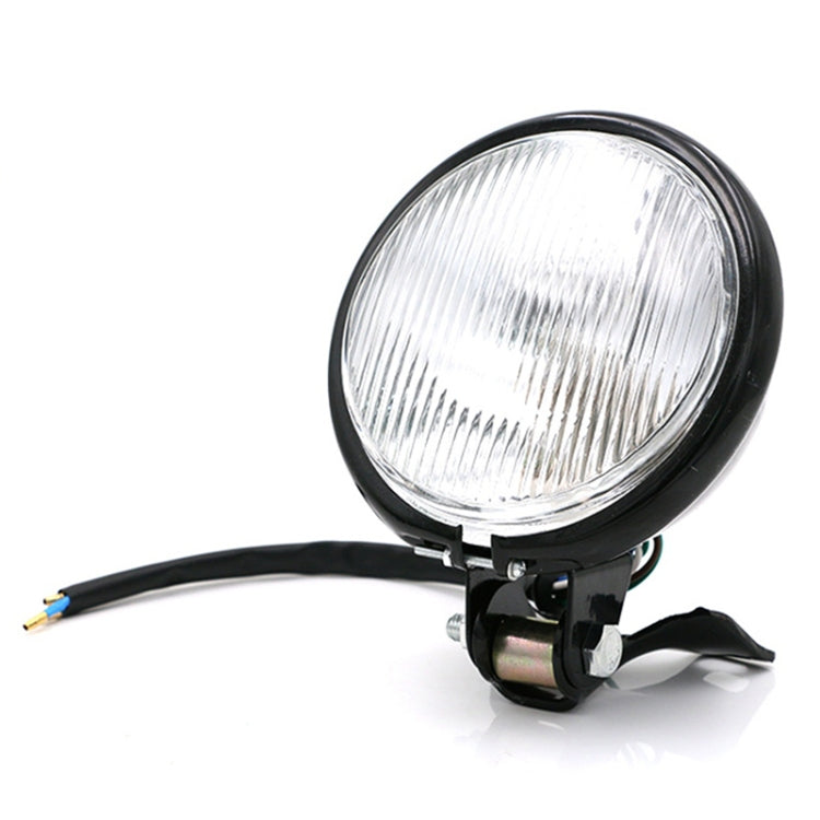 4 inch Motorcycle Black Shell Glass Retro Lamp LED Headlight Modification Accessories(White) - Headlights by buy2fix | Online Shopping UK | buy2fix