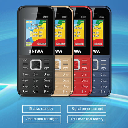 UNIWA E1802 Mobile Phone, 1.77 inch, 1800mAh Battery, SC6531DA, 21 Keys, Support Bluetooth, FM, MP3, MP4, GSM, Dual SIM(Black) - UNIWA by UNIWA | Online Shopping UK | buy2fix