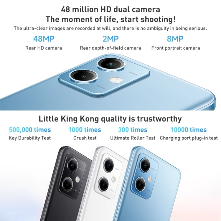 Xiaomi Redmi Note 12 5G, 48MP Camera, 8GB+128GB, Dual Back Cameras, 5000mAh Battery, Side Fingerprint Identification, 6.67 inch MIUI 13 Qualcomm Snapdragon 4 Gen1 Octa Core up to 2.0GHz, Network: 5G, Dual SIM, IR, Not Support Google Play(Blue) - Xiaomi Redmi by Xiaomi | Online Shopping UK | buy2fix