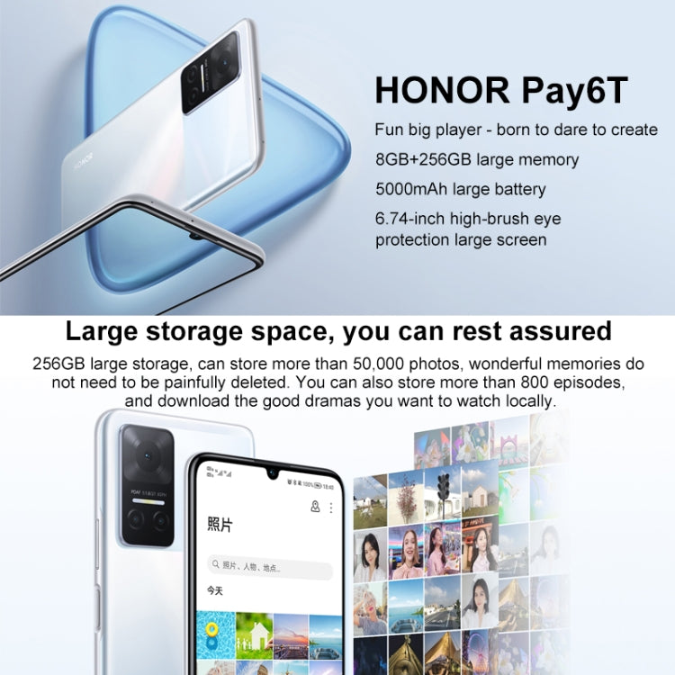 Honor Play6T 5G, 8GB+256GB, China Version, Triple Back Cameras, Side Fingerprint Identification, 5000mAh Battery, 6.74 inch Magic UI 5.0 (Android 11) MediaTek Dimensity 700 Octa Core up to 2.2GHz, Network: 5G, OTG, Not Support Google Play (Blue) - Honor by Huawei | Online Shopping UK | buy2fix