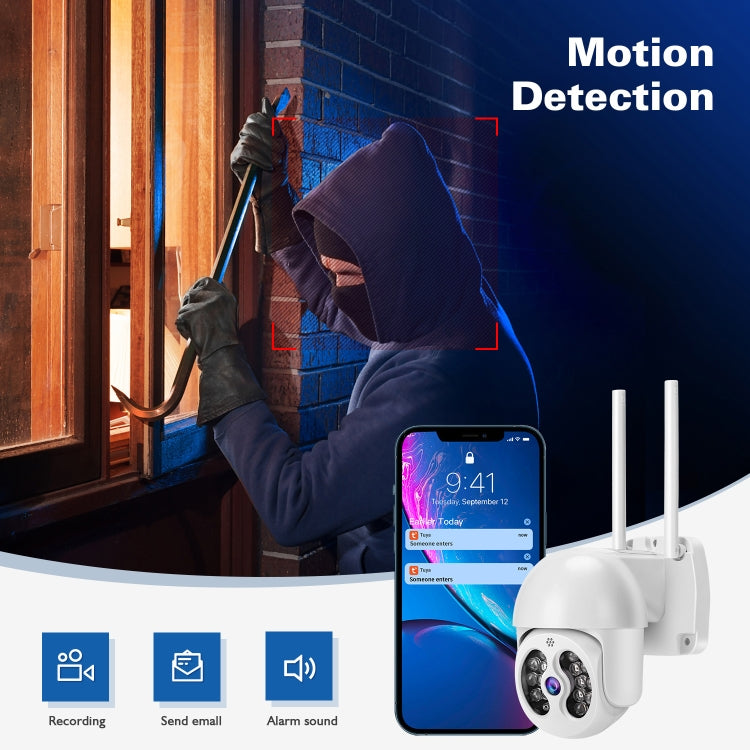 Tuya QX56 3.0 Million Pixels IP66 Waterproof 2.4G Wireless IP Camera, Support Motion Detection & Two-way Audio & Full Color Night Vision & TF Card, UK Plug - Security by buy2fix | Online Shopping UK | buy2fix