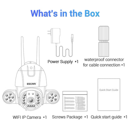 ESCAM QF233 3.0 Million Pixels Smart WiFi IP Camera, Support Auto Tracking & Night Vision & Two Way Audio & TF Card & Onvif, EU Plug - Security by ESCAM | Online Shopping UK | buy2fix