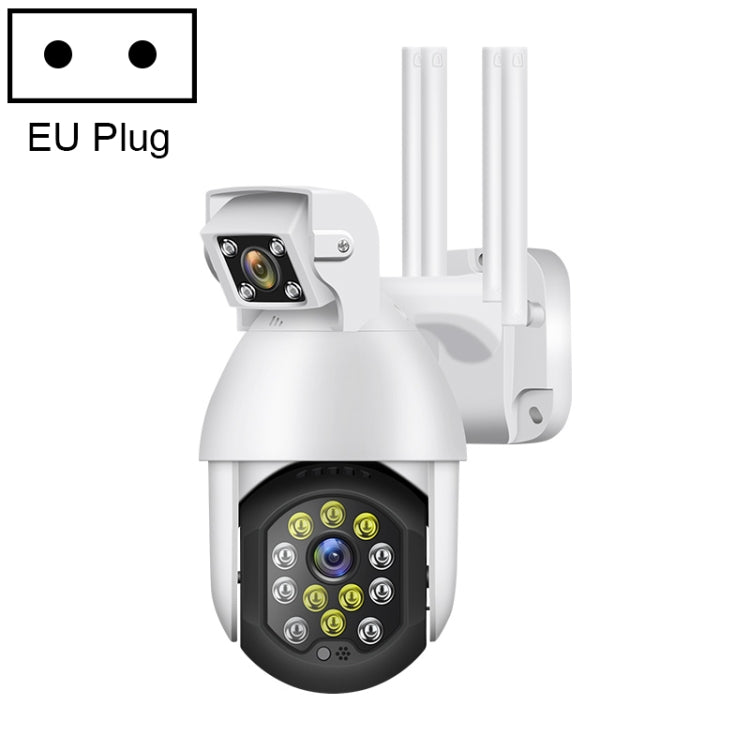 QX41 1080P 2.0MP Dual Lens IP66 Waterproof Panoramic PTZ WIFI Camera, Support Day and Night Full Color & Two-way Voice Intercom & Smart Alarm & Video Playback & 128GB TF Card, EU Plug - Security by buy2fix | Online Shopping UK | buy2fix
