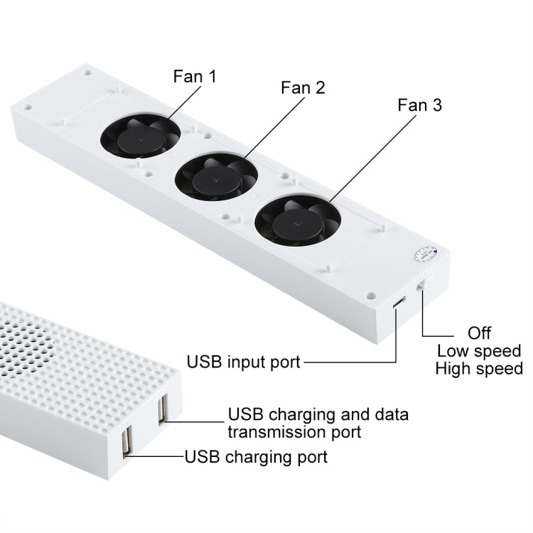 DOBE Game Console Cooling Fans with Dual USB Ports & Low/High Speed Switch for XBOX One S Console - Toys & Hobbies by DOBE | Online Shopping UK | buy2fix