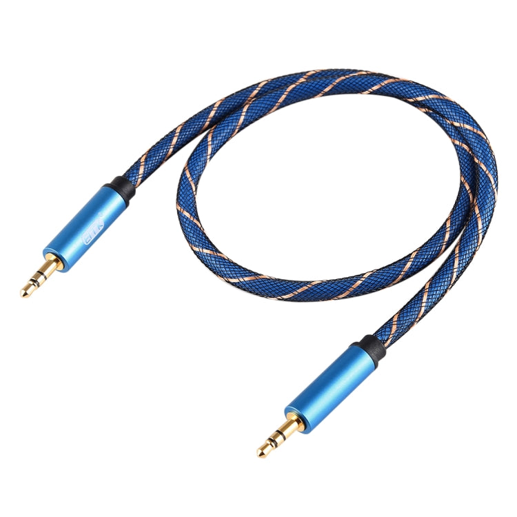 EMK 3.5mm Male to Male Grid Nylon Braided Audio Cable for Speaker / Notebooks / Headphone, Length: 0.5m(Blue) - Consumer Electronics by EMK | Online Shopping UK | buy2fix