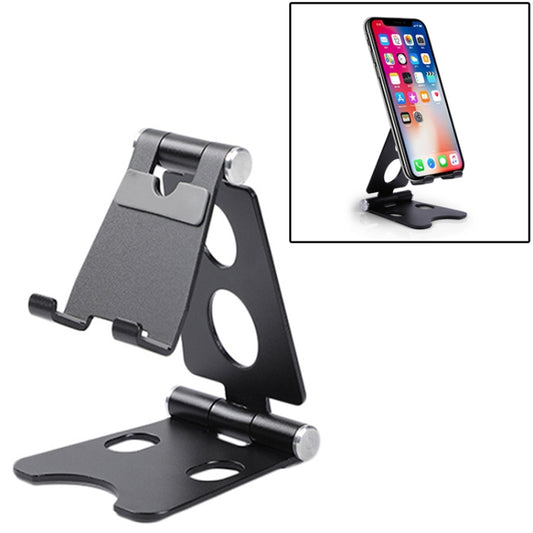 ROOSTAND R2 Aluminum Alloy Mobile Desktop Tablet Bracket Double Folding Lazy Artifact, Size: 6.4x7x9cm(Black) - Desktop Holder by buy2fix | Online Shopping UK | buy2fix